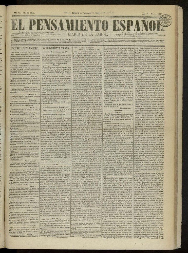 Miniatura de El Pensamiento Español del 4 de diciembre de 1865, nº 1820