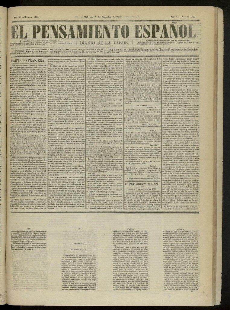 Miniatura de El Pensamiento Español del 6 de diciembre de 1865, nº 1822