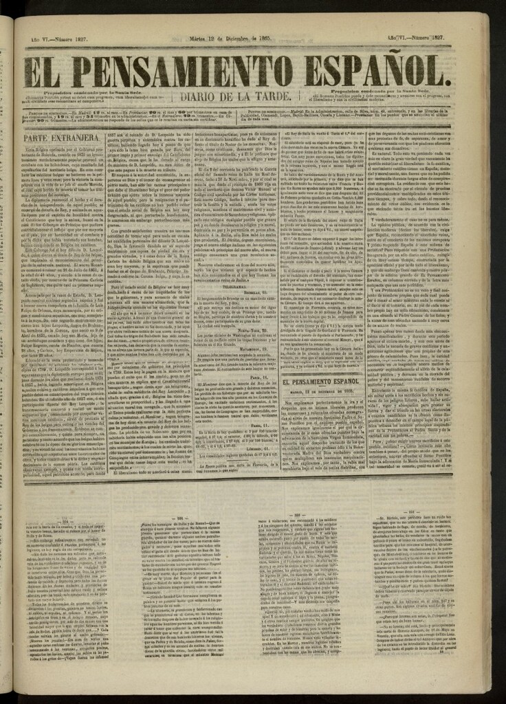 Miniatura de El Pensamiento Español del 12 de diciembre de 1865, nº 1827