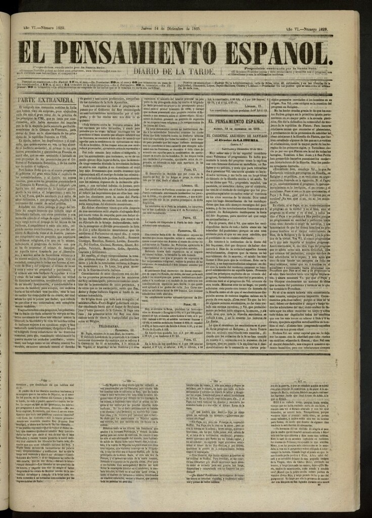 Miniatura de El Pensamiento Español del 14 de diciembre de 1865, nº 1829