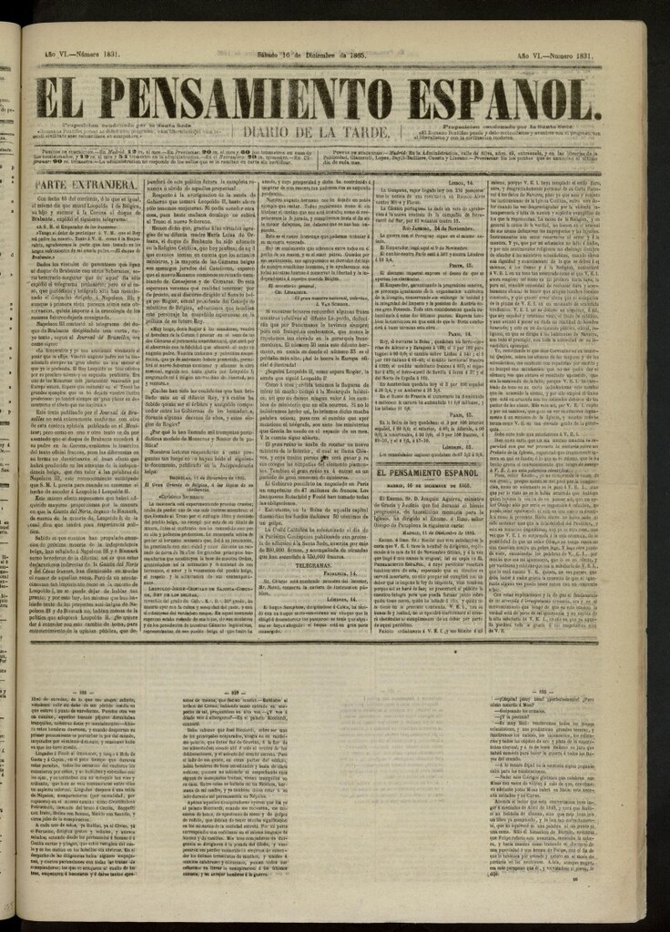 Miniatura de El Pensamiento Español del 16 de diciembre de 1865, nº 1831