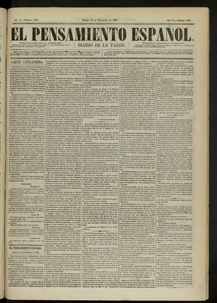 Miniatura de El Pensamiento Español del 19 de diciembre de 1865, nº 1833