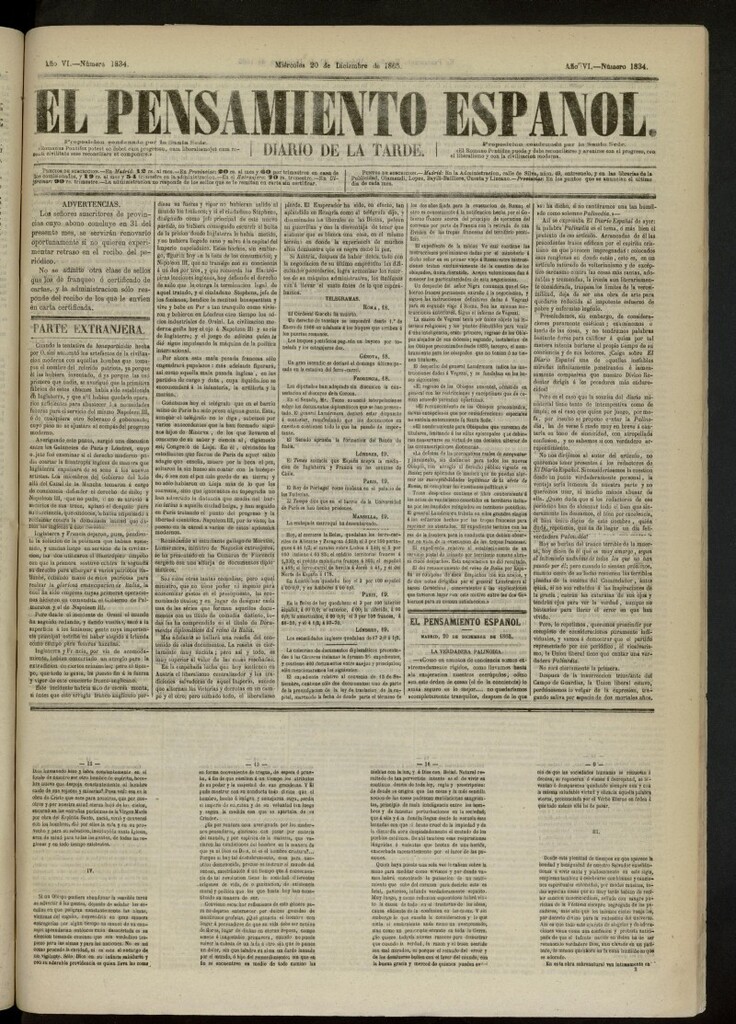 Miniatura de El Pensamiento Español del 20 de diciembre de 1865, nº 1834
