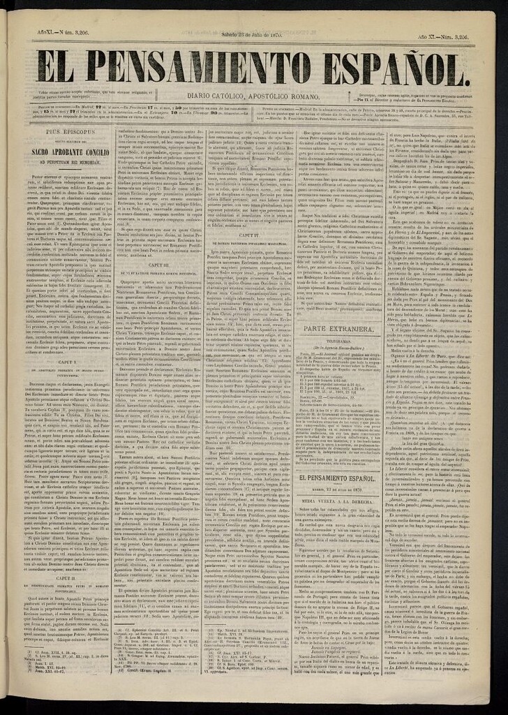 Miniatura de El Pensamiento Español del 23 de julio de 1870, nº 3206