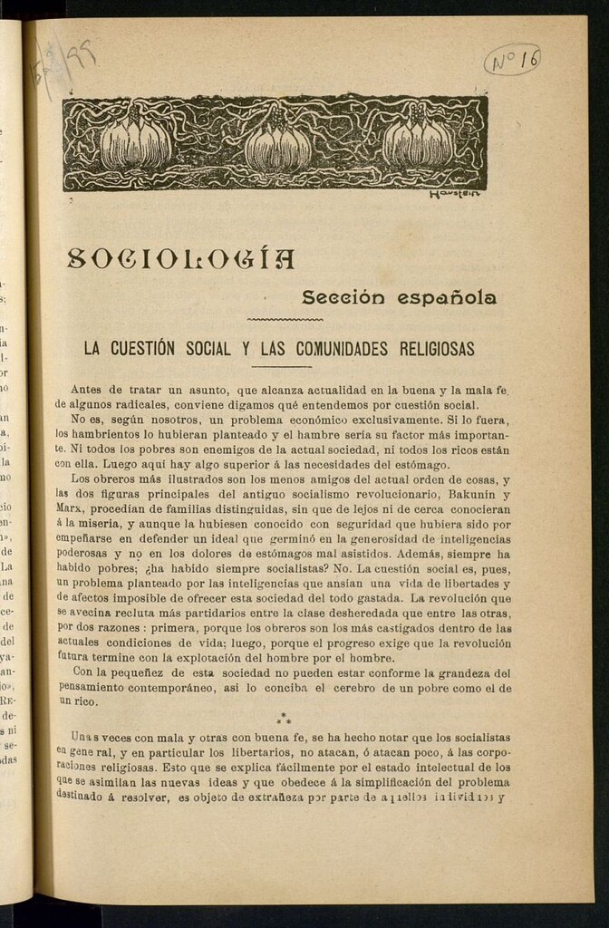 Miniatura de La Revista Blanca : publicación quincenal de sociología, ciencias y artes del 15 de febrero de 1899