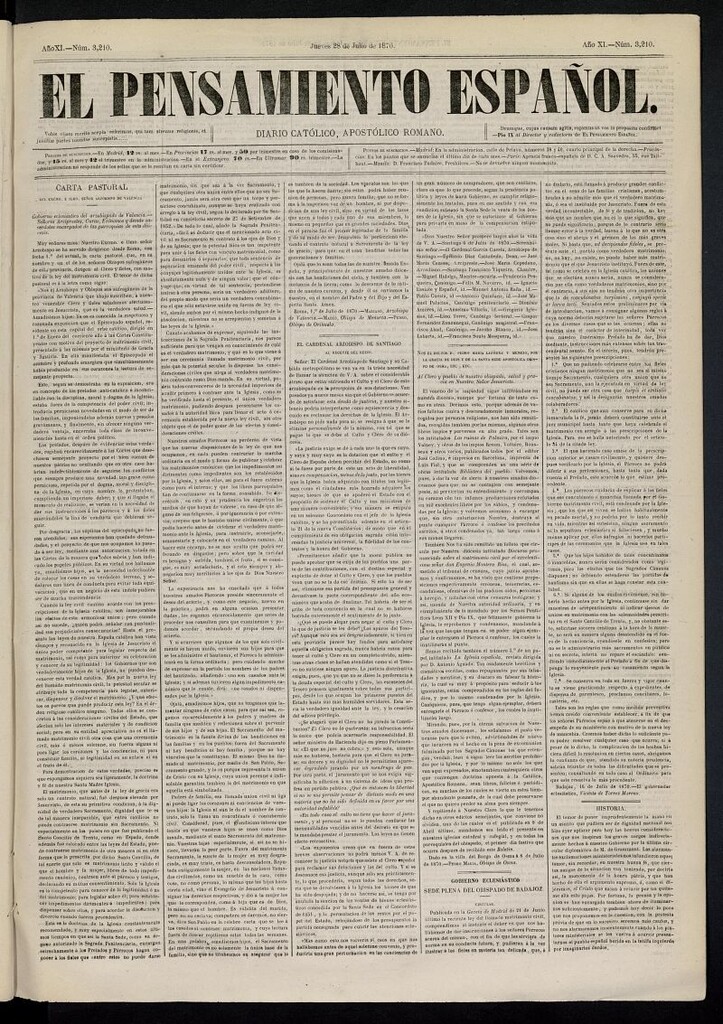 Miniatura de El Pensamiento Español del 28 de julio de 1870, nº 3210