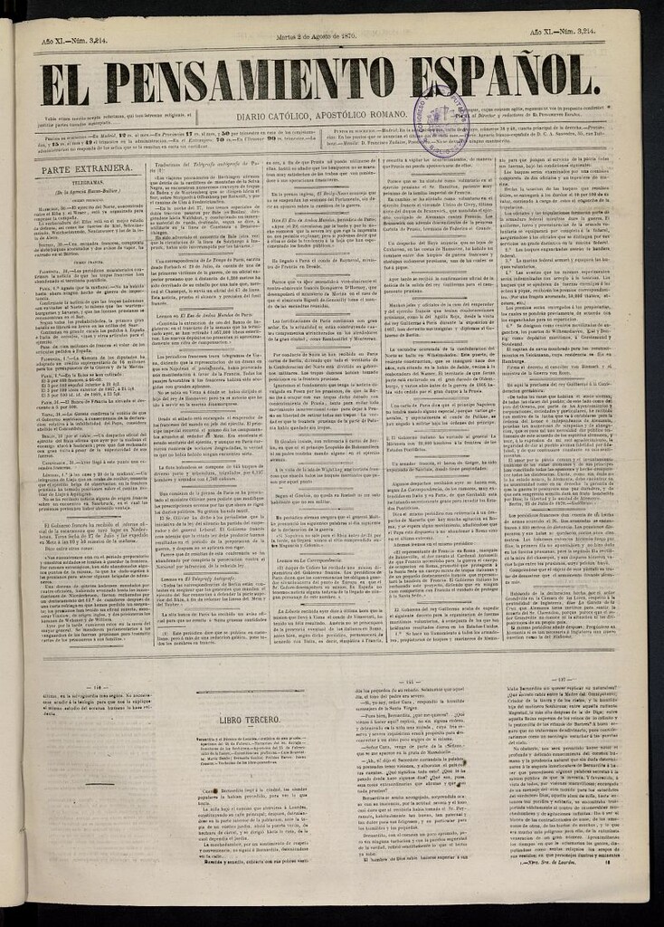 Miniatura de El Pensamiento Español del 2 de agosto de 1870, nº 3214