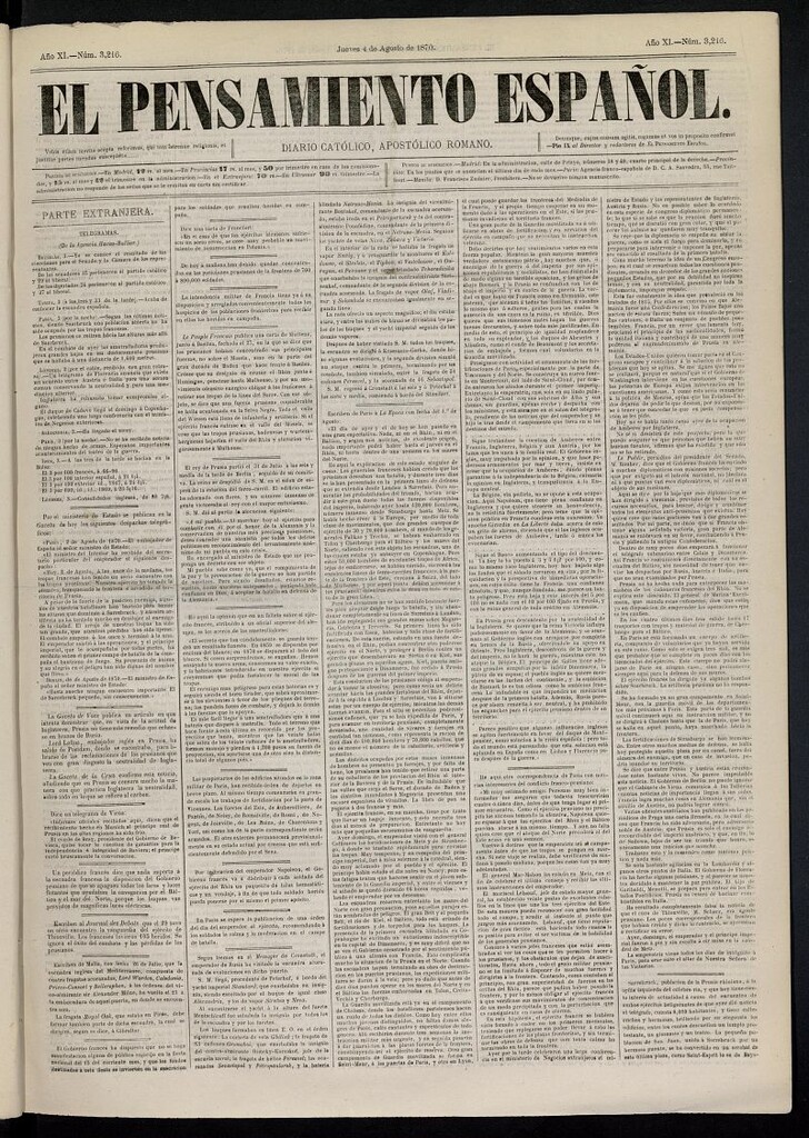 Miniatura de El Pensamiento Español del 4 de agosto de 1870, nº 3216
