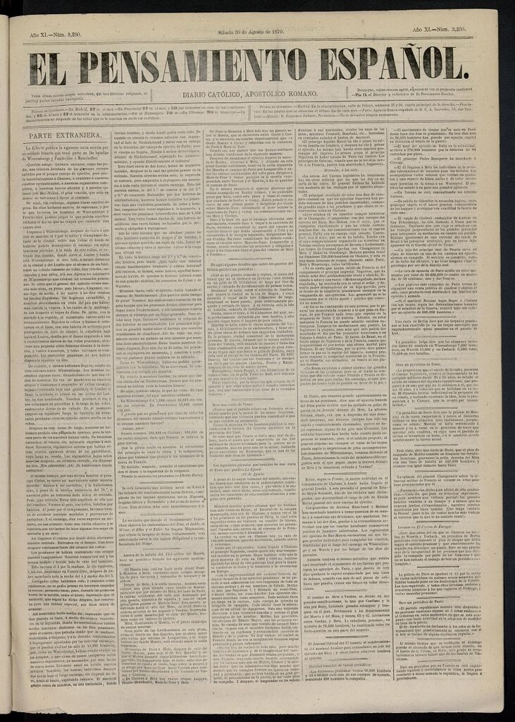 Miniatura de El Pensamiento Español del 20 de agosto de 1870, nº 3230