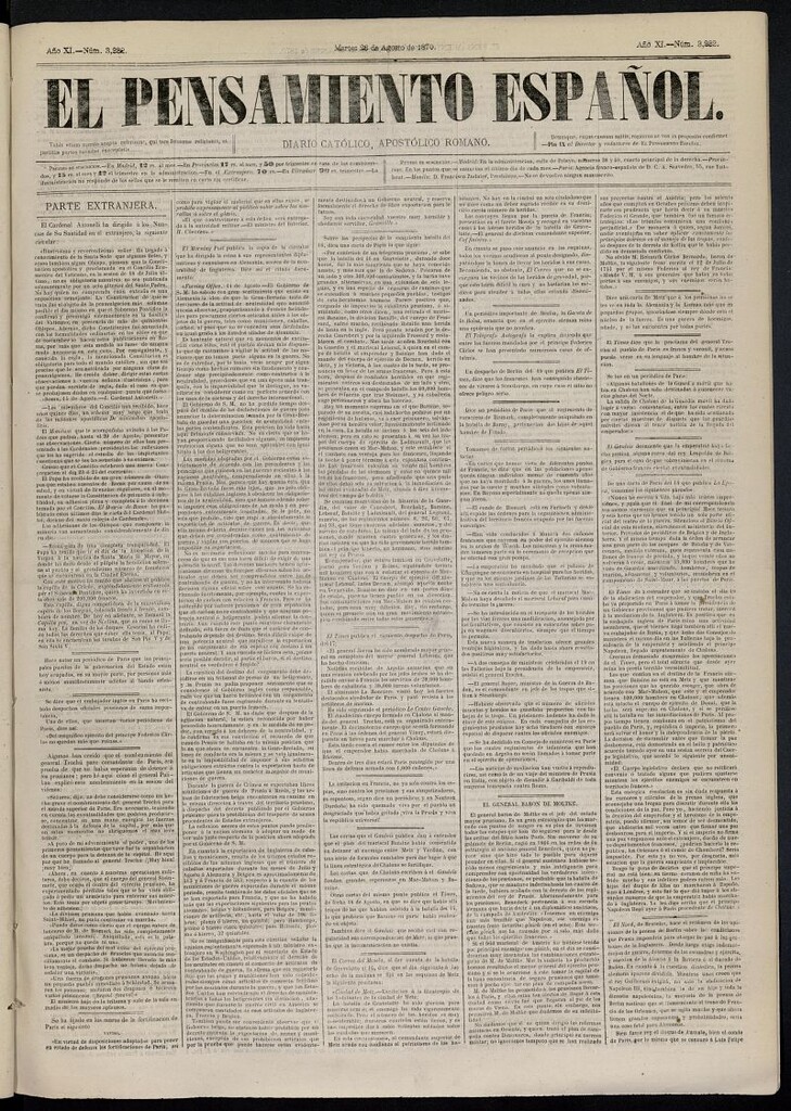 Miniatura de El Pensamiento Español del 23 de agosto de 1870, nº 3232