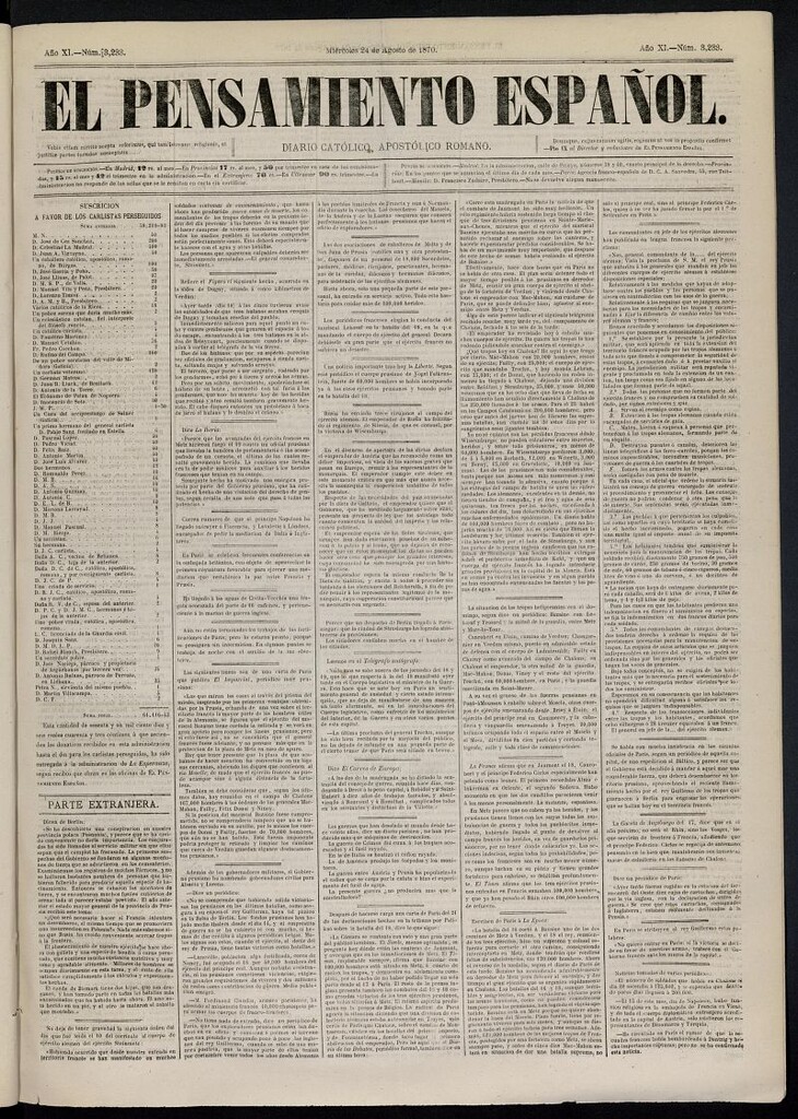 Miniatura de El Pensamiento Español del 24 de agosto de 1870, nº 3233