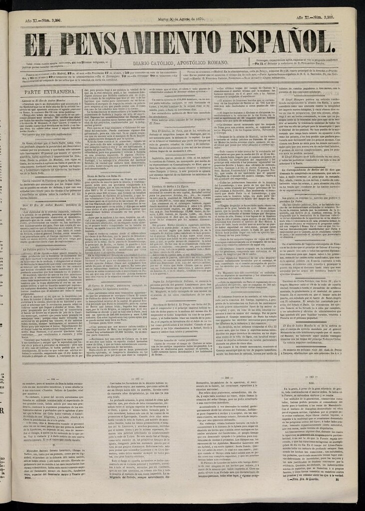 Miniatura de El Pensamiento Español del 30 de agosto de 1870, nº 3238