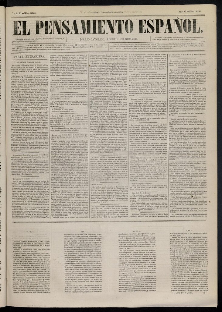 Miniatura de El Pensamiento Español del 1 de septiembre de 1870, nº 3240