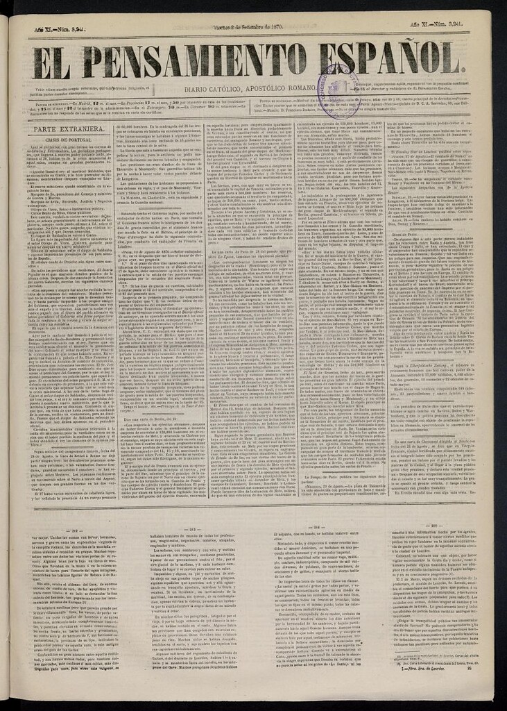 Miniatura de El Pensamiento Español del 2 de septiembre de 1870, nº 3241