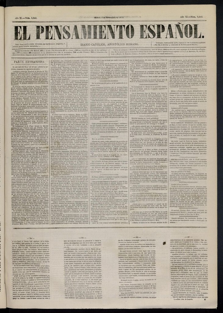 Miniatura de El Pensamiento Español del 3 de septiembre de 1870, nº 3242