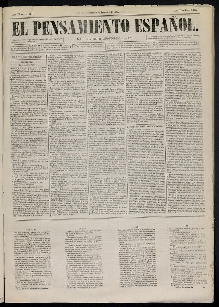 Miniatura de El Pensamiento Español del 6 de septiembre de 1870, nº 3244
