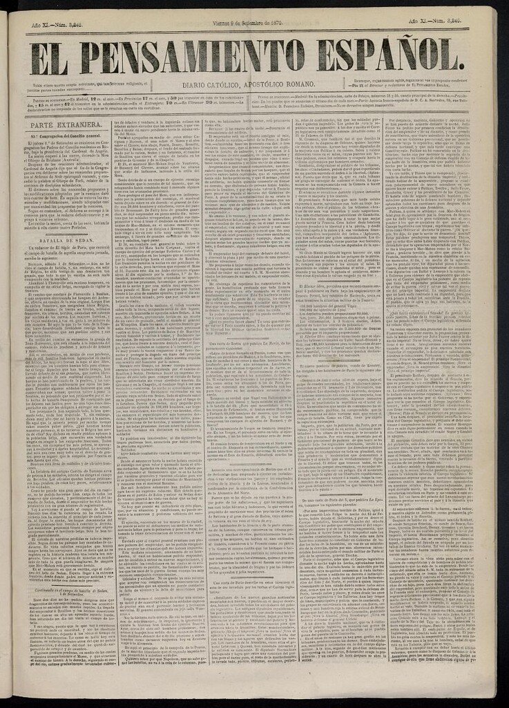 Miniatura de El Pensamiento Español del 9 de septiembre de 1870, nº 3246