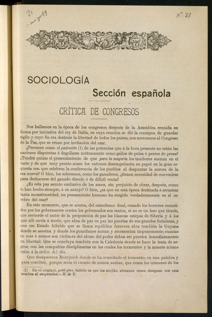 Miniatura de La Revista Blanca : publicación quincenal de sociología, ciencias y artes del 1 de mayo de 1899