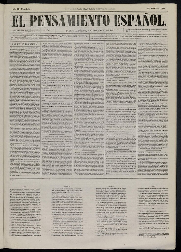 Miniatura de El Pensamiento Español del 13 de septiembre de 1870, nº 3249