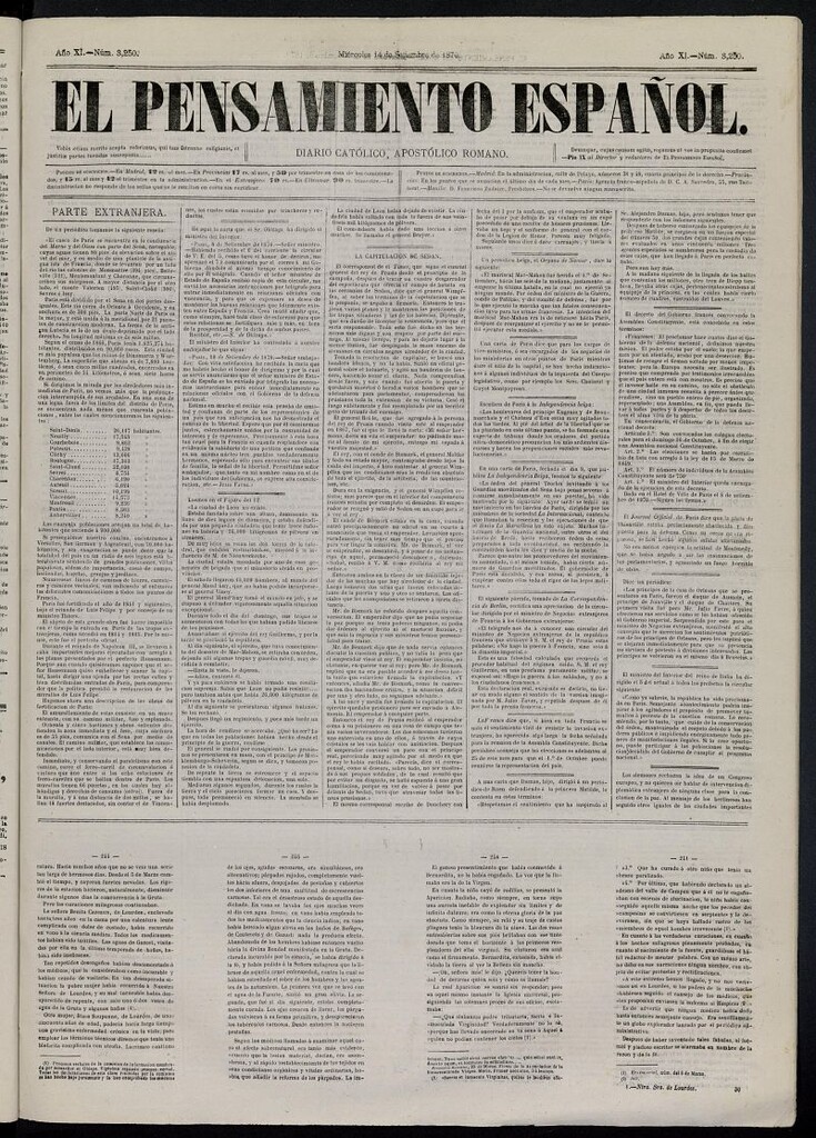 Miniatura de El Pensamiento Español del 14 de septiembre de 1870, nº 3250