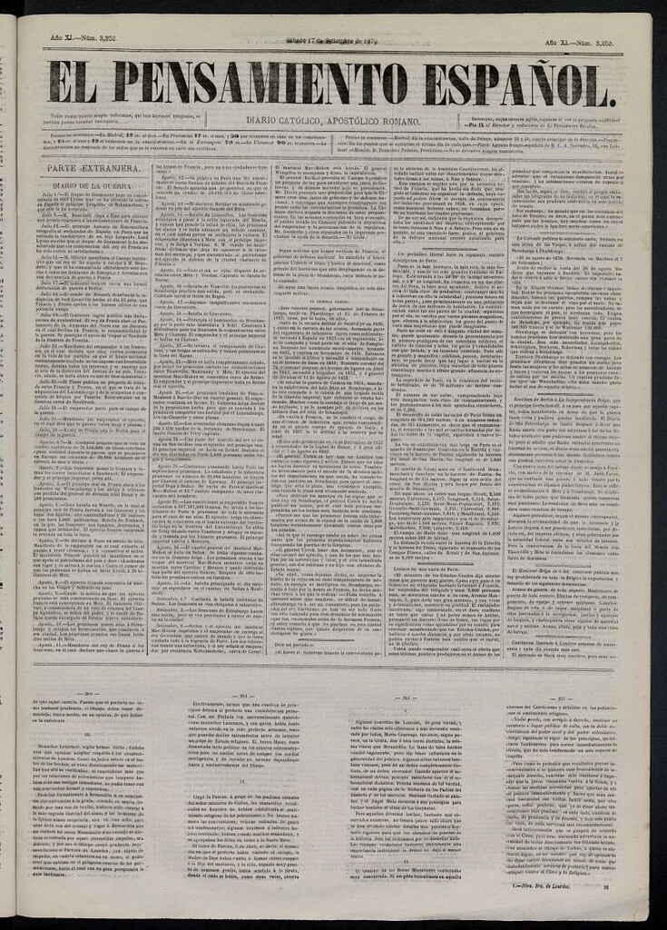 Miniatura de El Pensamiento Español del 17 de septiembre de 1870, nº 3253