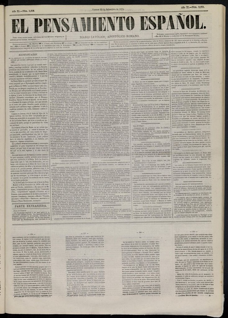Miniatura de El Pensamiento Español del 23 de septiembre de 1870, nº 3258