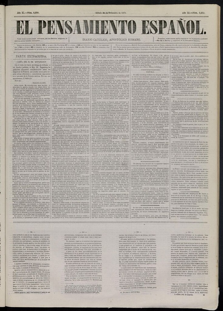 Miniatura de El Pensamiento Español del 24 de septiembre de 1870, nº 3259