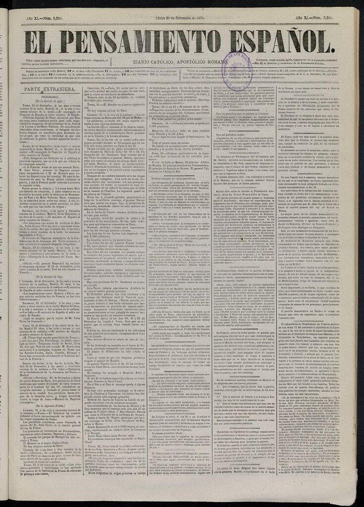 Miniatura de El Pensamiento Español del 26 de septiembre de 1870, nº 3260