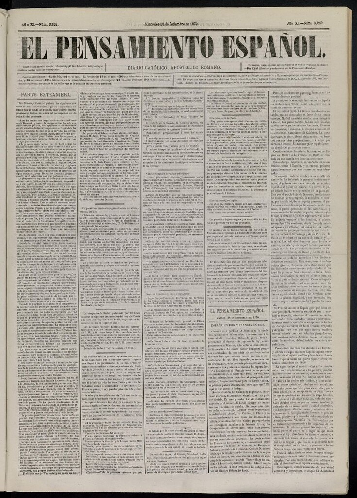 Miniatura de El Pensamiento Español del 28 de septiembre de 1870, nº 3262