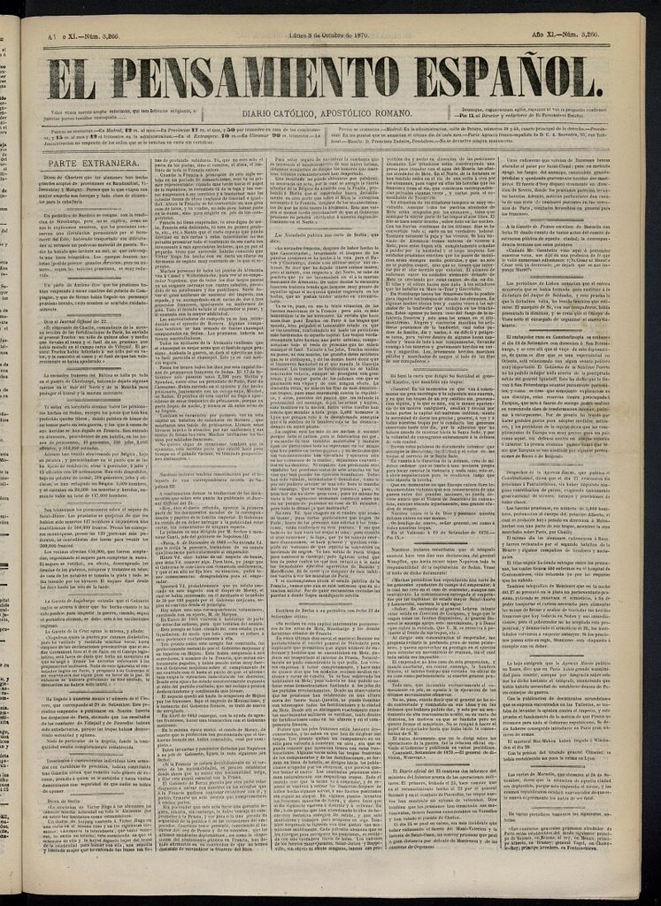 Miniatura de El Pensamiento Español del 3 de octubre de 1870, nº 3266