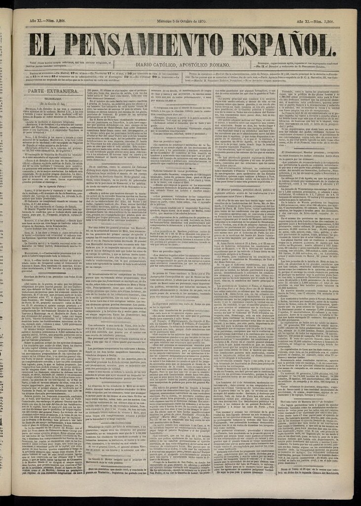 Miniatura de El Pensamiento Español del 5 de octubre de 1870, nº 3268