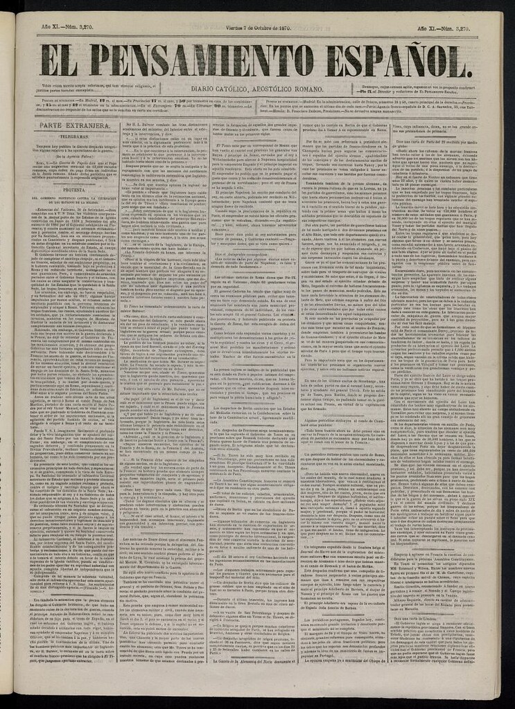 Miniatura de El Pensamiento Español del 7 de octubre de 1870, nº 3270