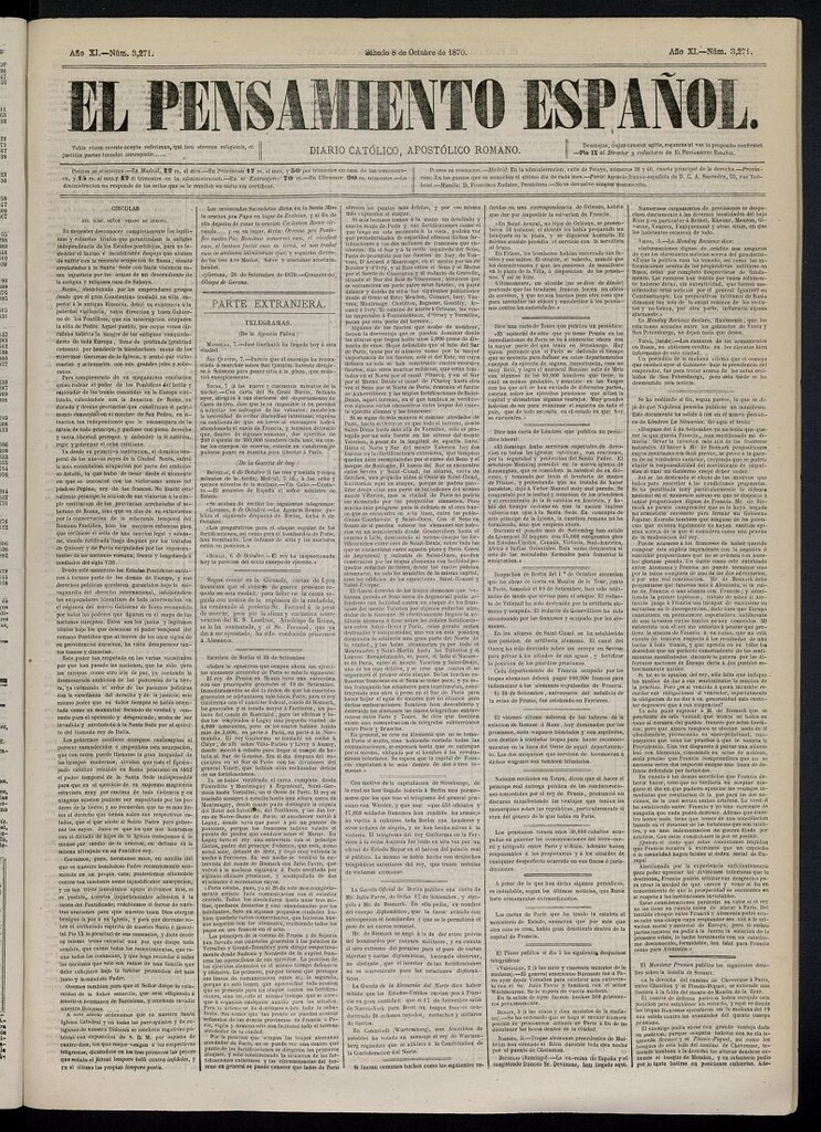Miniatura de El Pensamiento Español del 8 de octubre de 1870, nº 3271