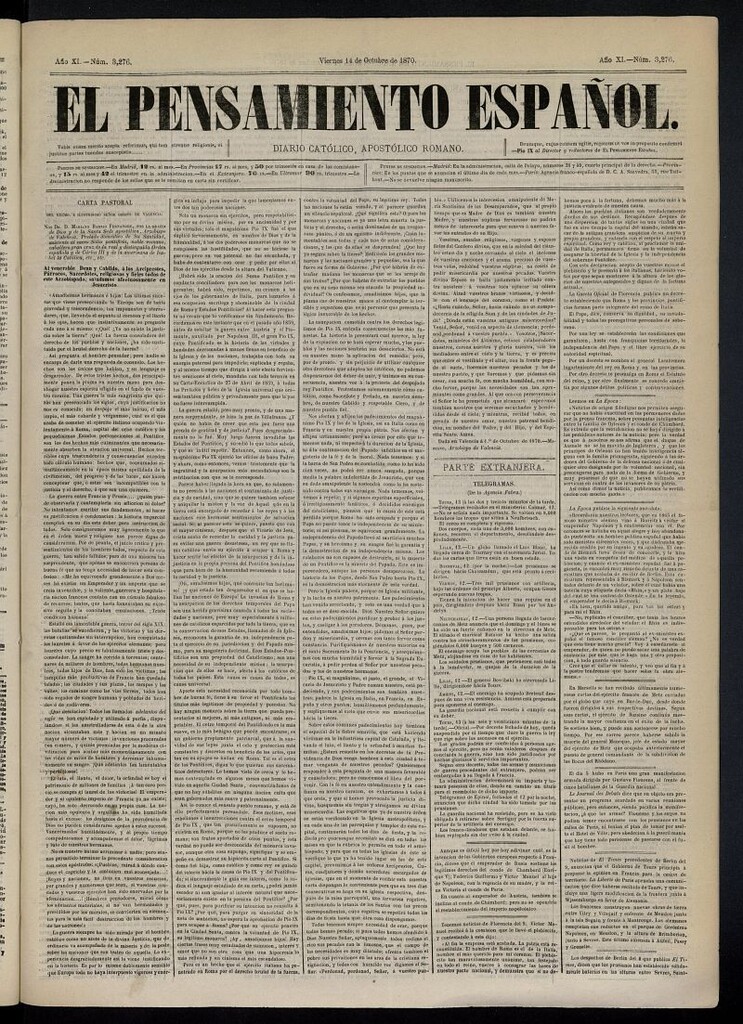 Miniatura de El Pensamiento Español del 14 de octubre de 1870, nº 3276