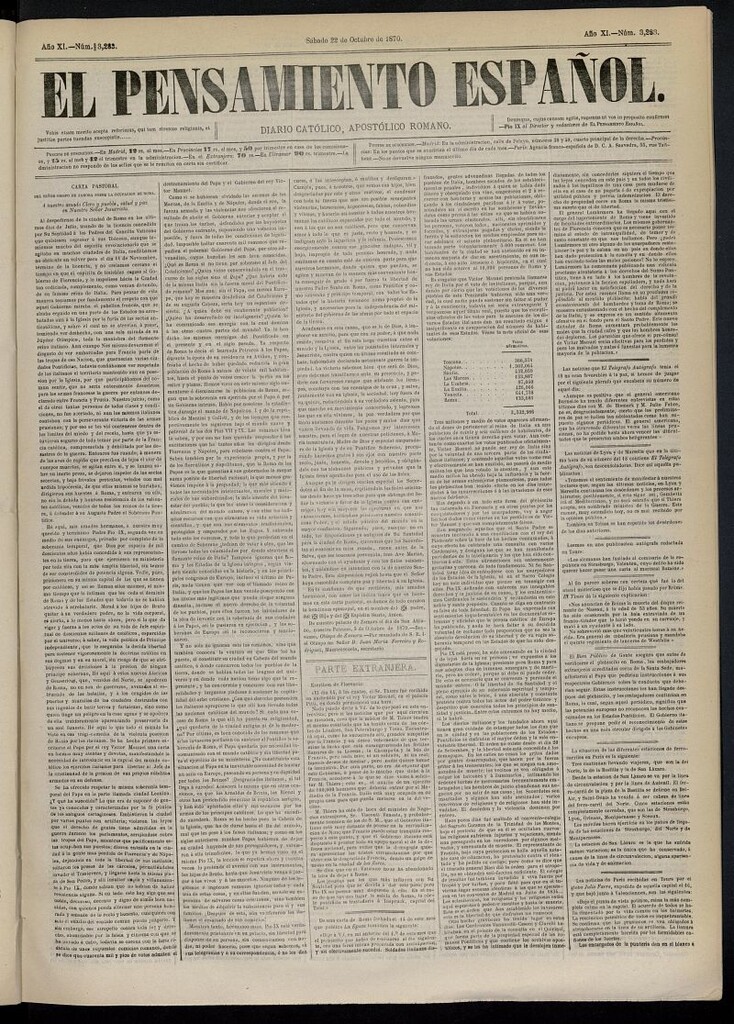 Miniatura de El Pensamiento Español del 22 de octubre de 1870, nº 3283