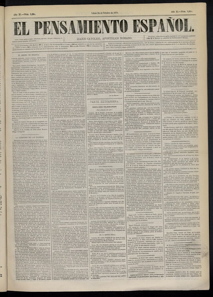 Miniatura de El Pensamiento Español del 24 de octubre de 1870, nº 3284