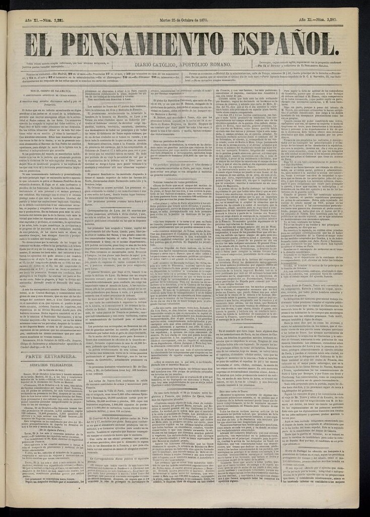 Miniatura de El Pensamiento Español del 25 de octubre de 1870, nº 3285