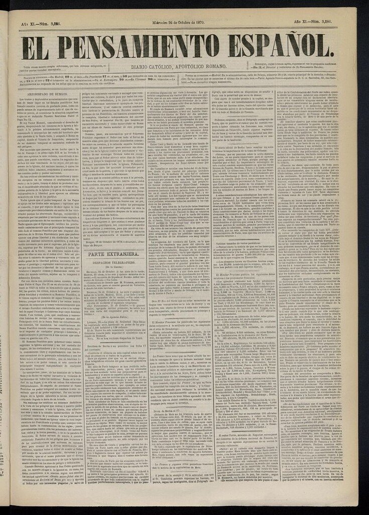 Miniatura de El Pensamiento Español del 26 de octubre de 1870, nº 3286