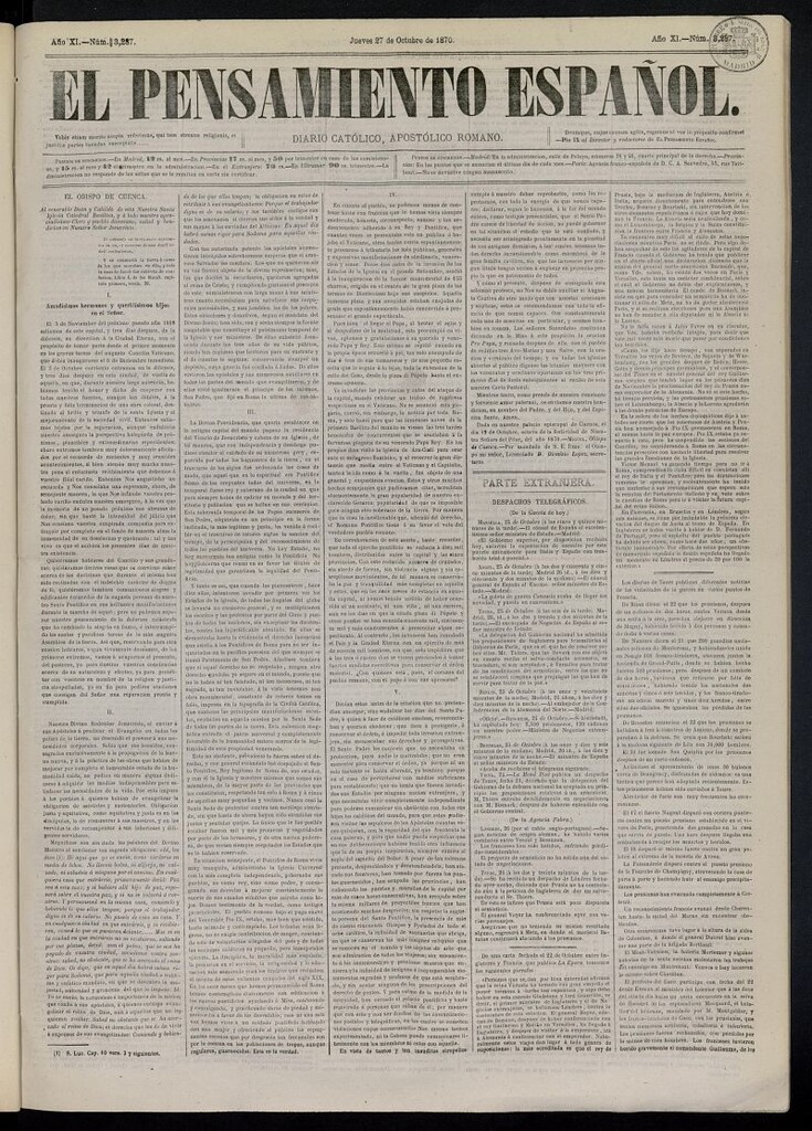 Miniatura de El Pensamiento Español del 27 de octubre de 1870, nº 3287