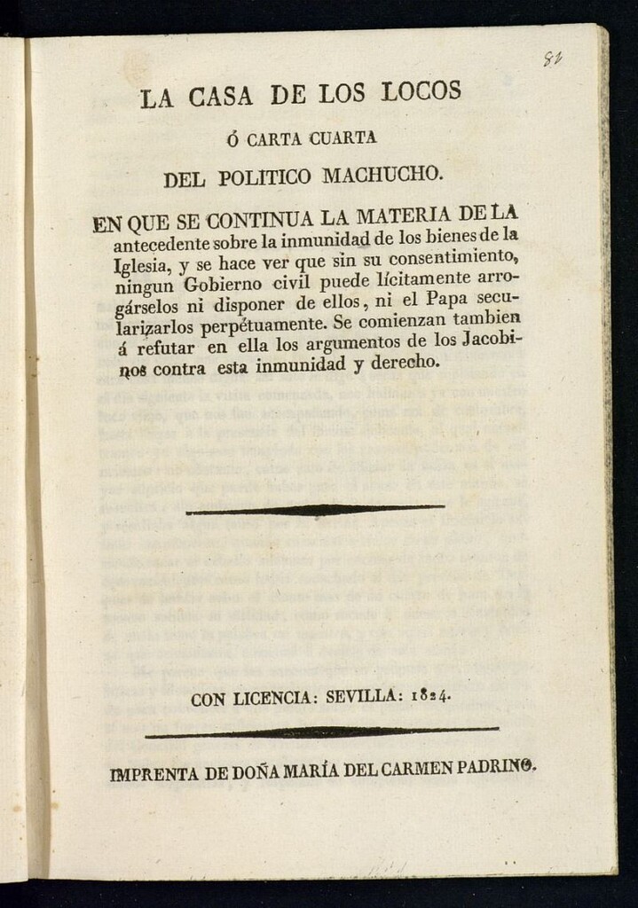 Miniatura de Casa de los locos o carta cuarta del político machucho.