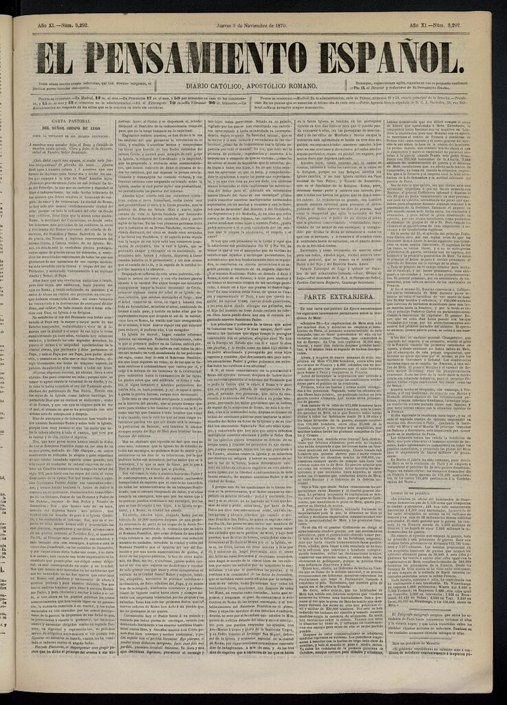Miniatura de El Pensamiento Español del 3 de noviembre de 1870, nº 3292