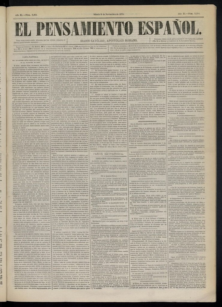 Miniatura de El Pensamiento Español del 5 de noviembre de 1870, nº 3294