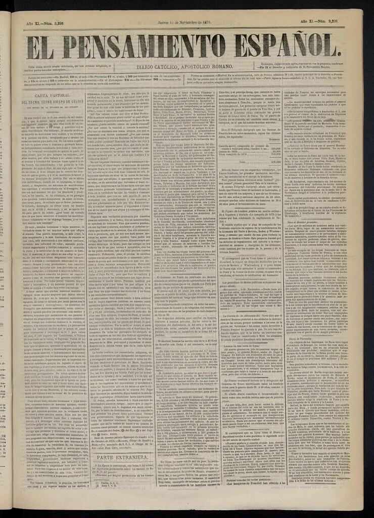 Miniatura de El Pensamiento Español del 10 de noviembre de 1870, nº 3298