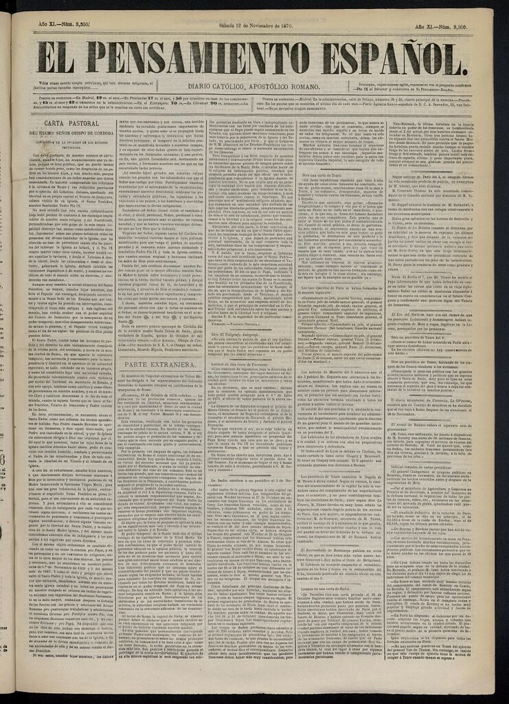 Miniatura de El Pensamiento Español del 12 de noviembre de 1870, nº 3300