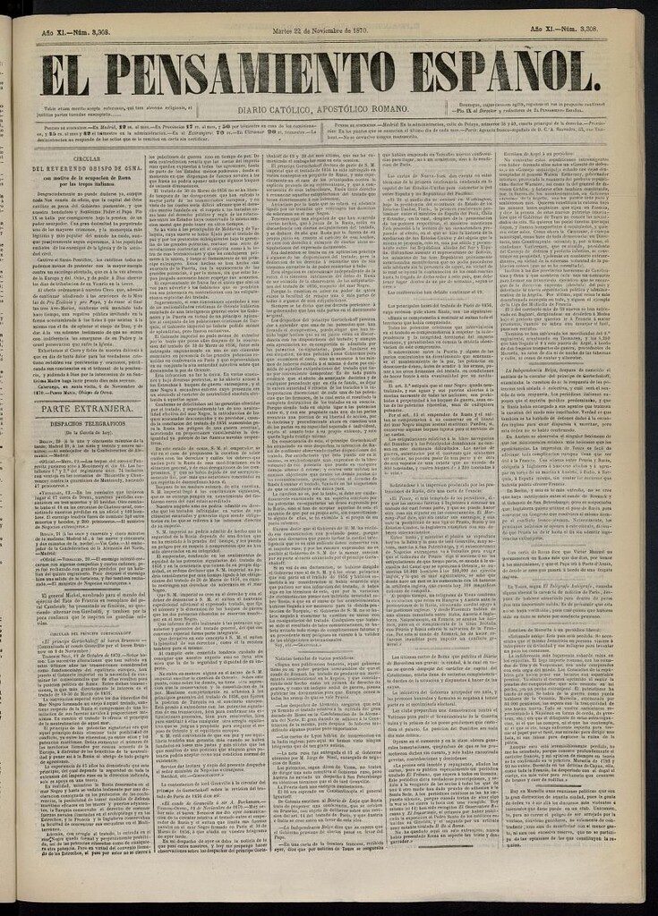 Miniatura de El Pensamiento Español del 22 de noviembre de 1870, nº 3308