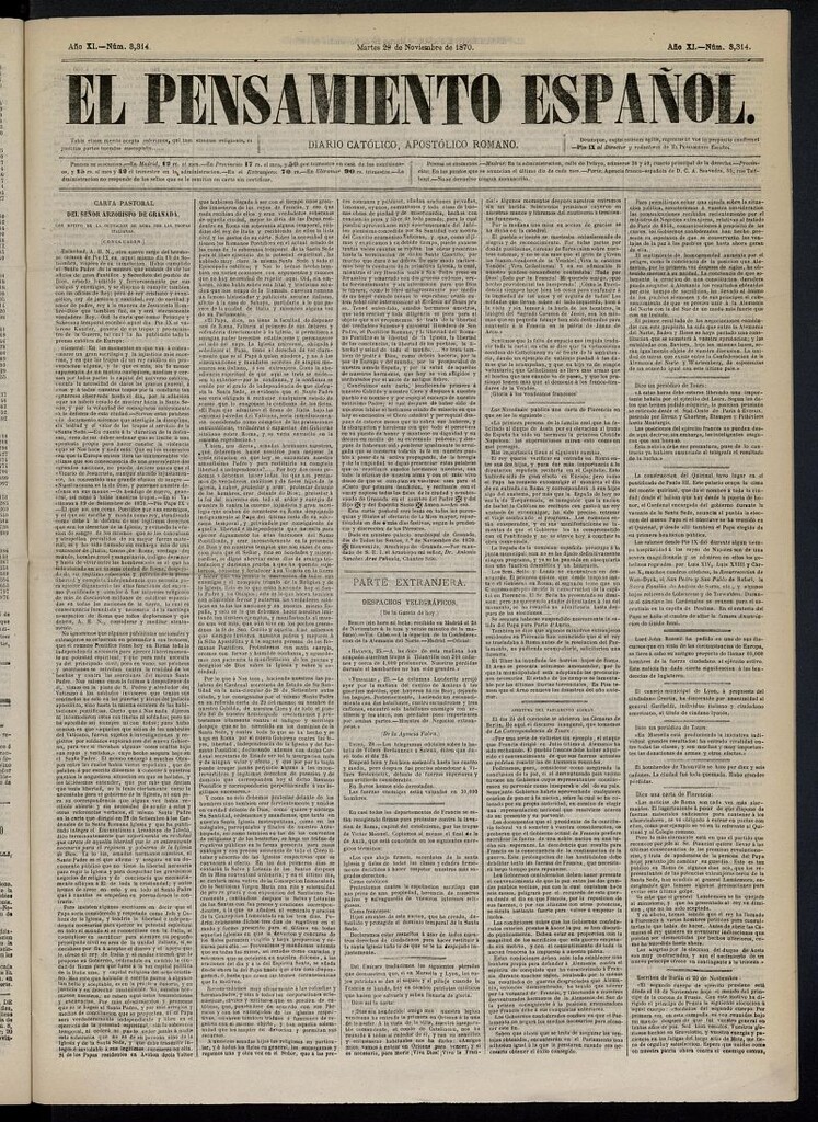 Miniatura de El Pensamiento Español del 29 de noviembre de 1870, nº 3314