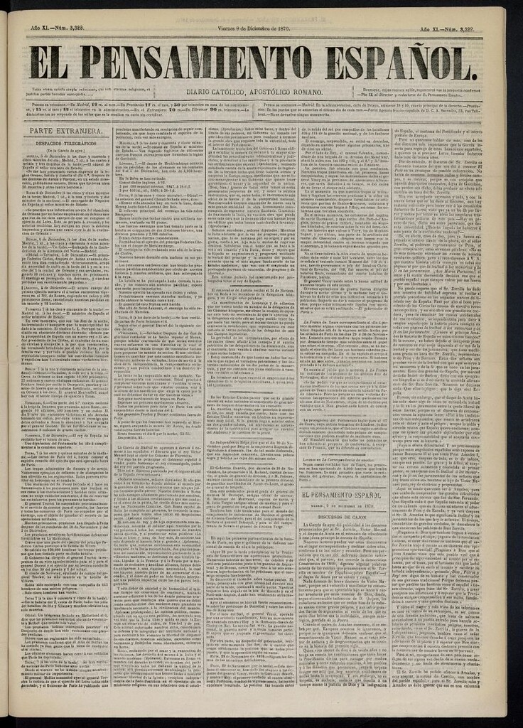 Miniatura de El Pensamiento Español del 9 de diciembre de 1870, nº 3322