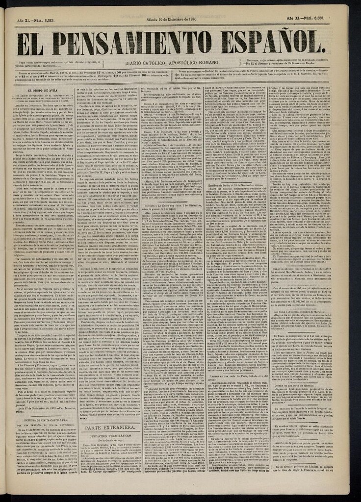 Miniatura de El Pensamiento Español del 10 de diciembre de 1870, nº 3323