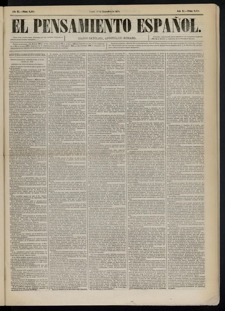 Miniatura de El Pensamiento Español del 19 de diciembre de 1870, nº 3330
