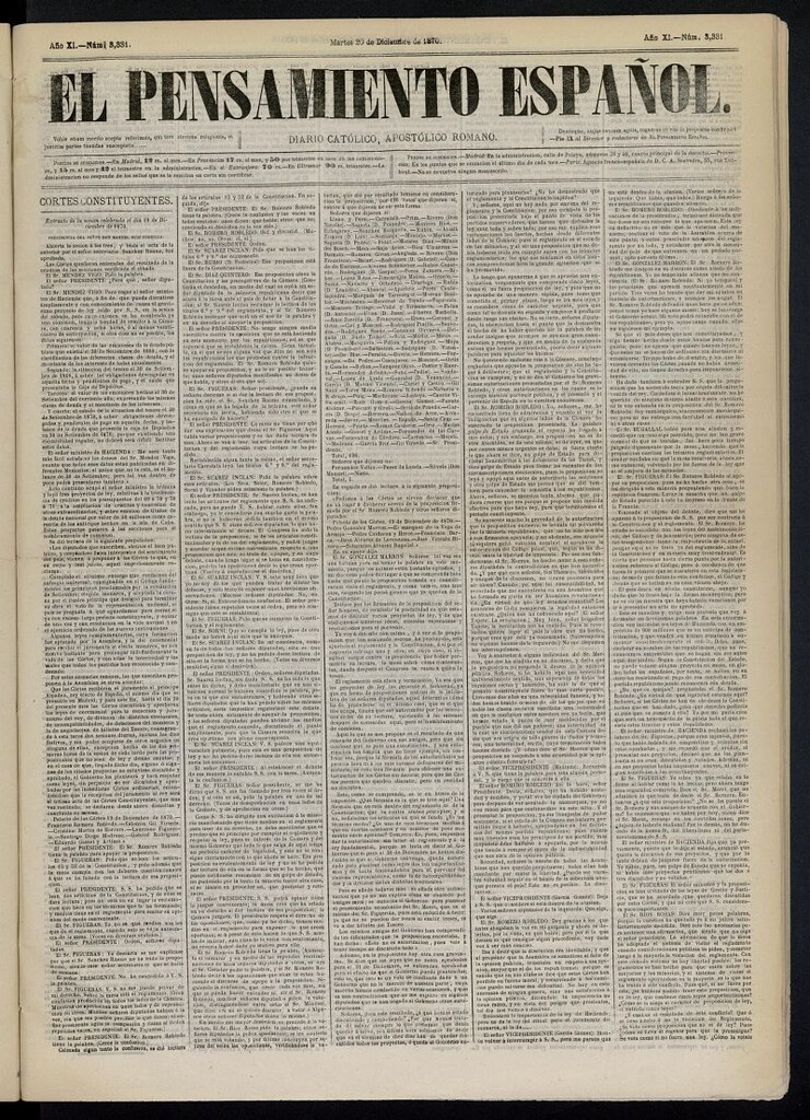 Miniatura de El Pensamiento Español del 20 de diciembre de 1870, nº 3331